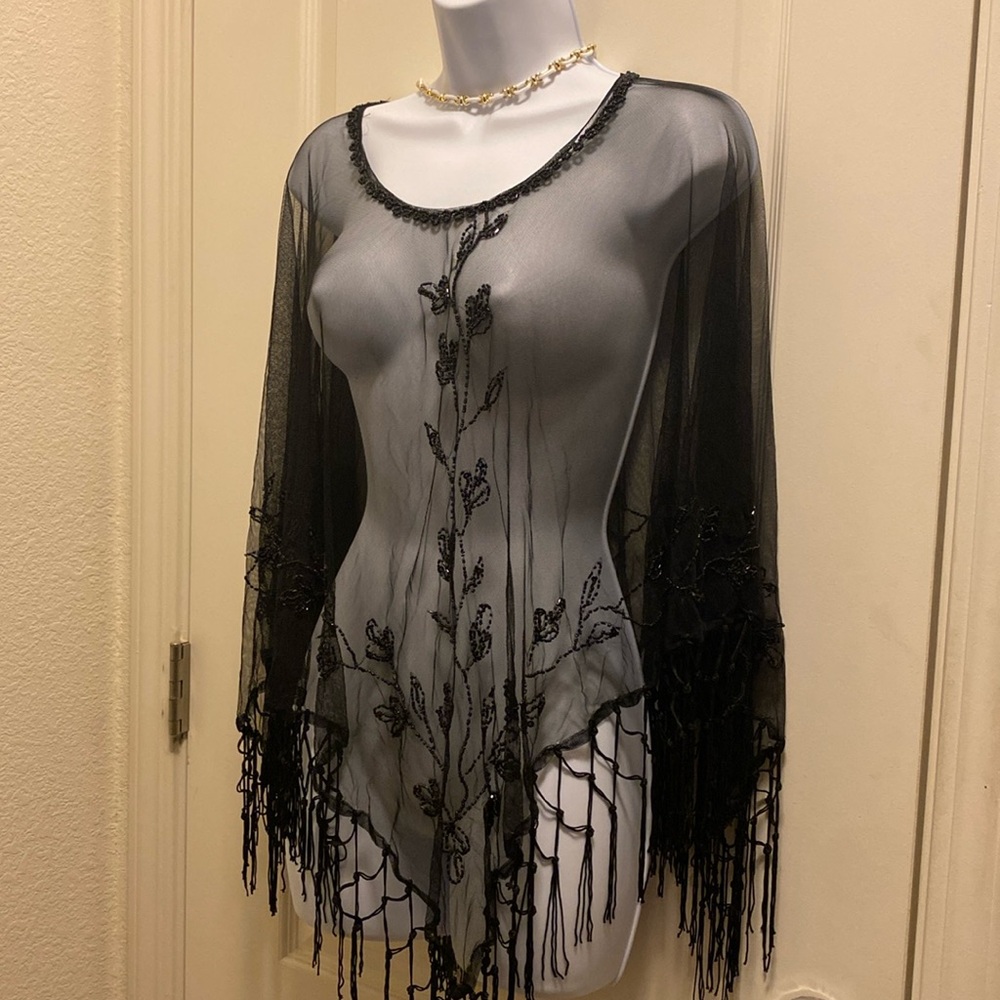 Fredrick’s of Hollywood - sheer black beaded cape